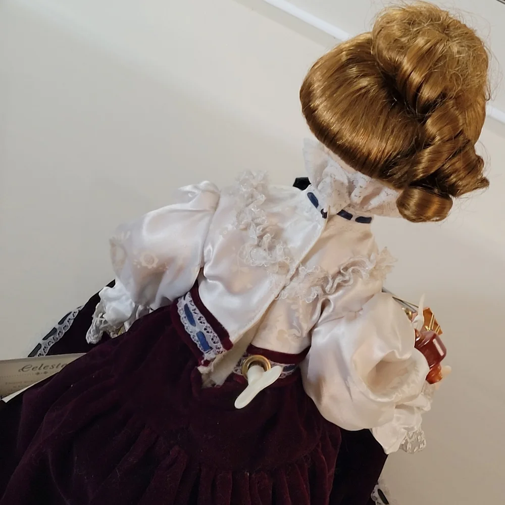 CELESTE Victorian Style Musical Porcelain Doll W/ Cello ANCO 1994 "Feelings" - Picture 7 of 16